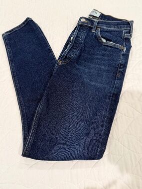 Agolde Denim Jeans - High Rise Button Fly - Dark Blue Wash - W25